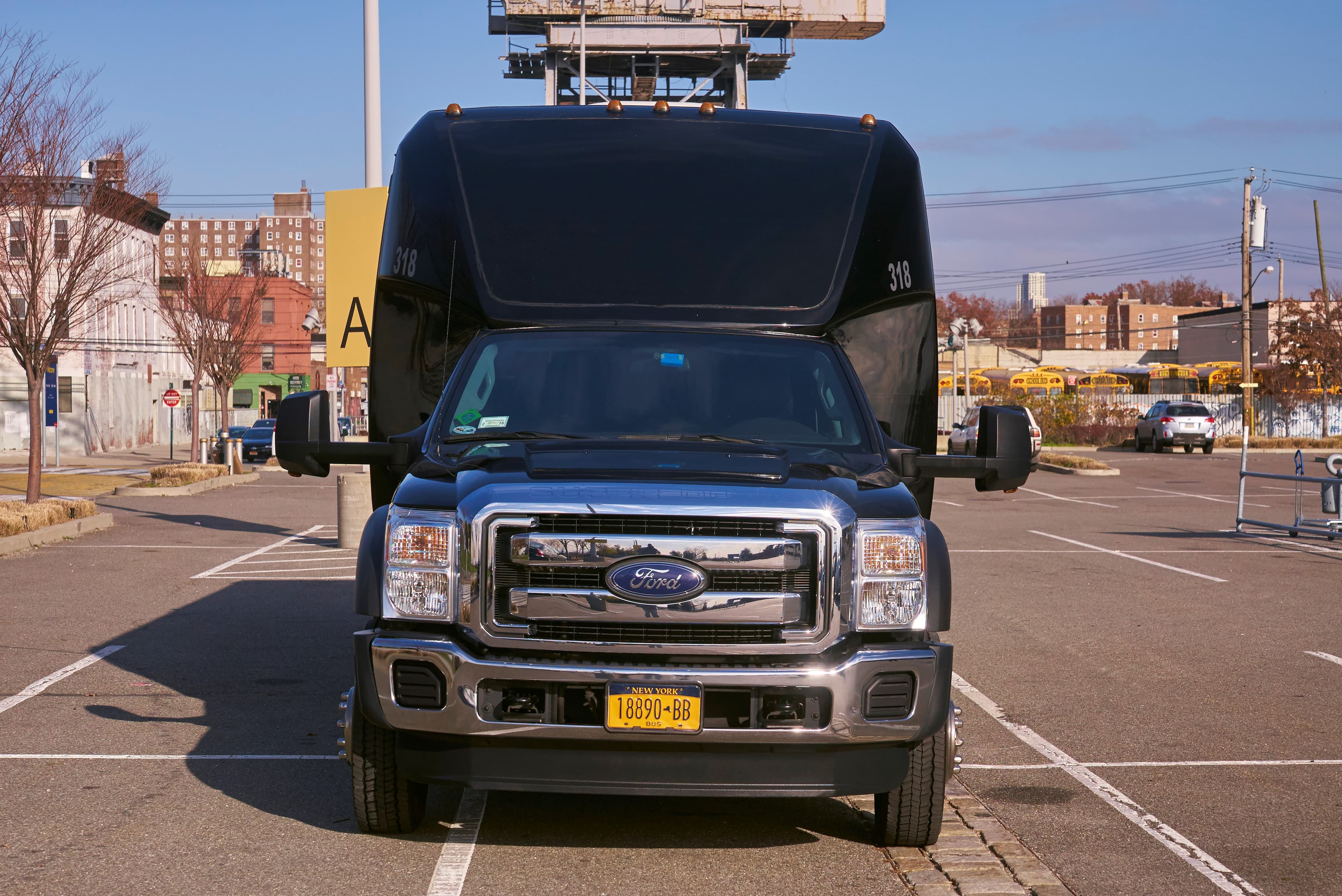 Ford F-550 minibus parked